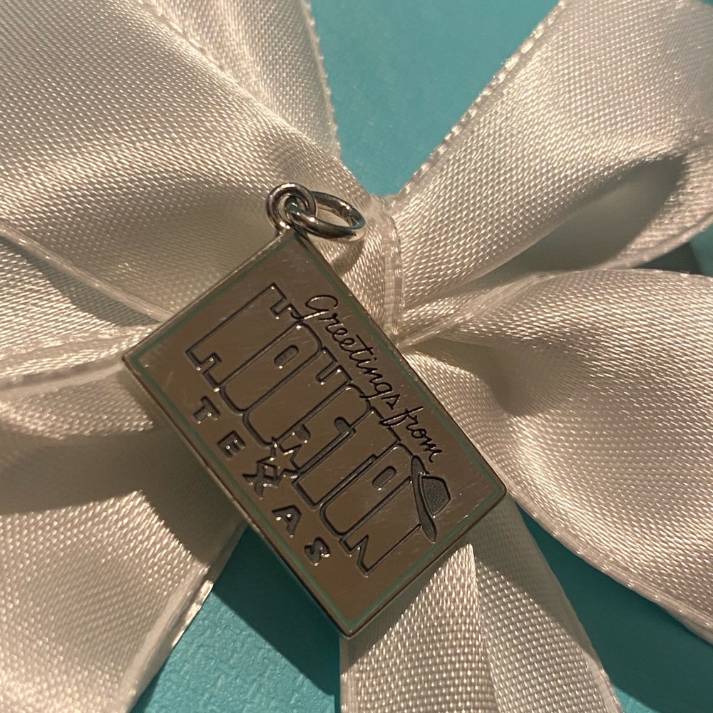 New, Tiffany & Co. Sterling Silver “Houston” Postcard Charm. Authentic.